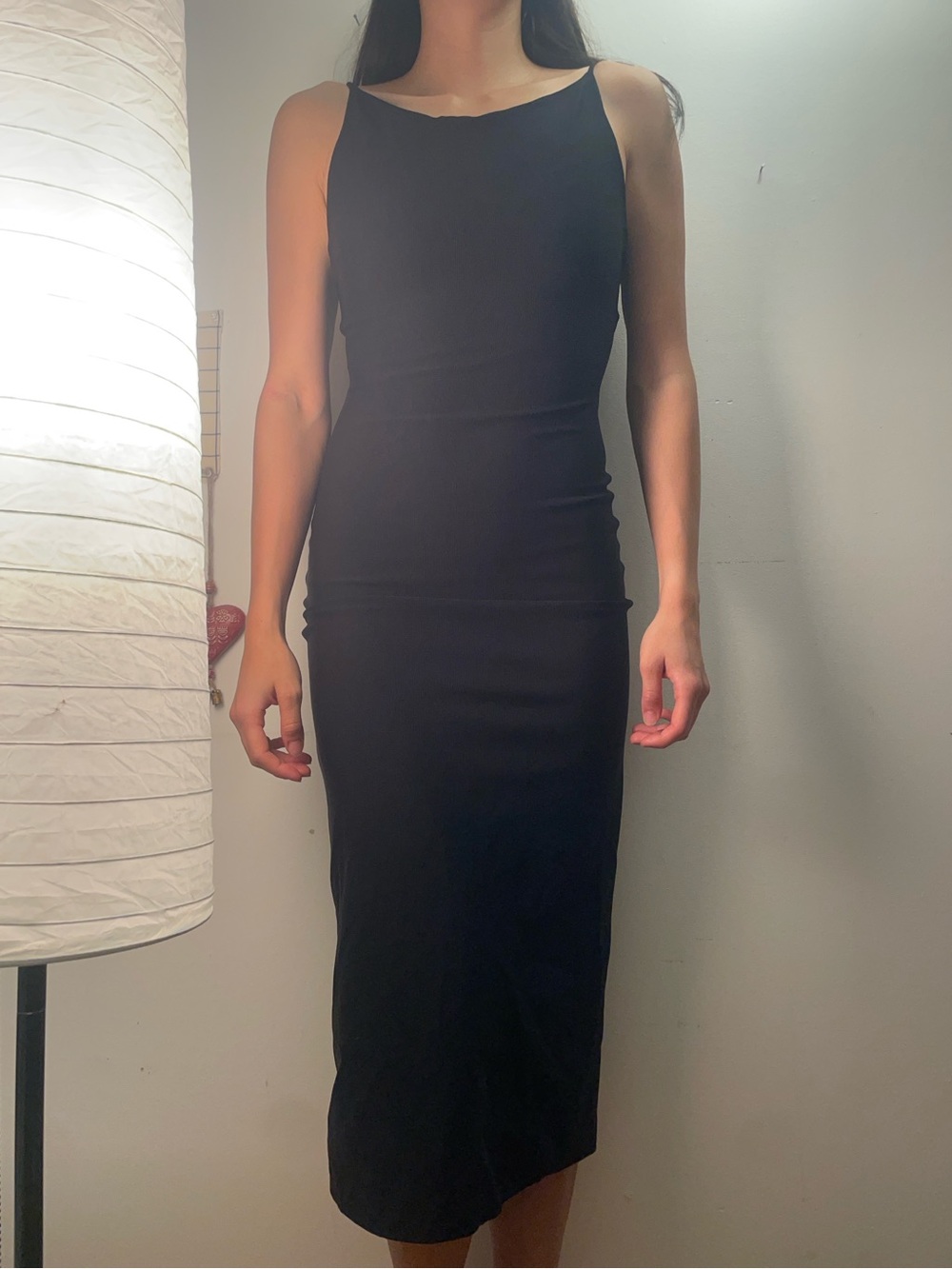 Sleek Black Midi Tank Dress